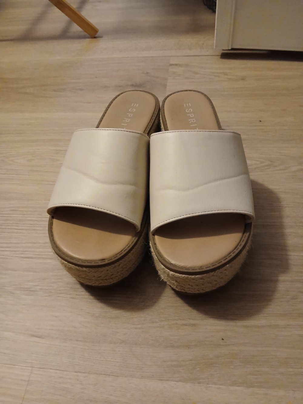Esprit Cream Slide Espadrille Platform Sandals